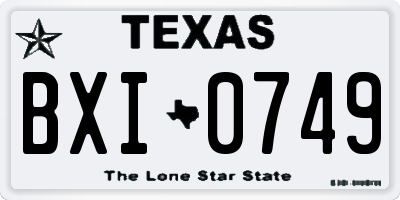 TX license plate BXI0749