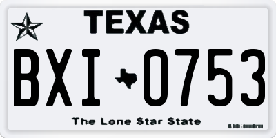 TX license plate BXI0753