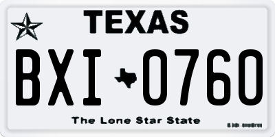 TX license plate BXI0760