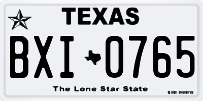 TX license plate BXI0765