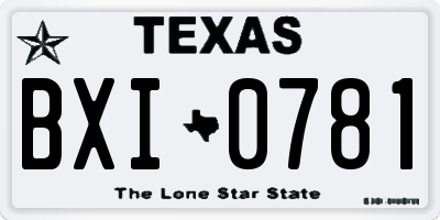 TX license plate BXI0781
