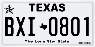 TX license plate BXI0801