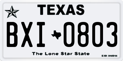 TX license plate BXI0803