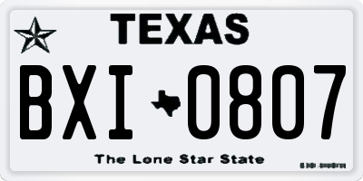 TX license plate BXI0807