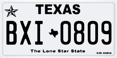 TX license plate BXI0809