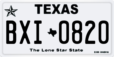 TX license plate BXI0820