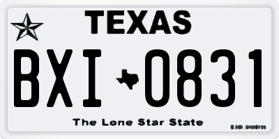 TX license plate BXI0831