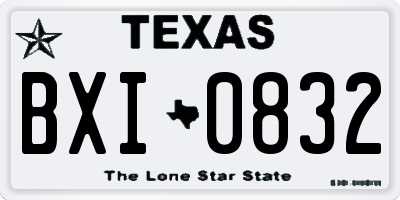 TX license plate BXI0832