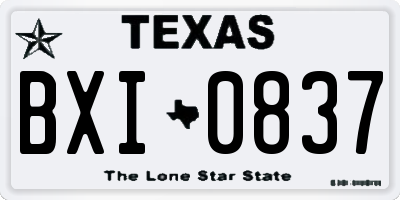 TX license plate BXI0837