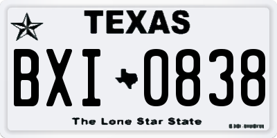 TX license plate BXI0838