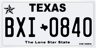 TX license plate BXI0840