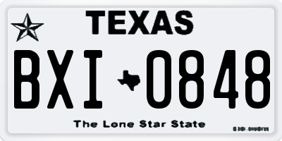 TX license plate BXI0848