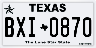 TX license plate BXI0870