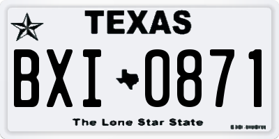 TX license plate BXI0871