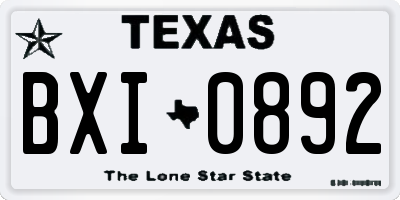 TX license plate BXI0892