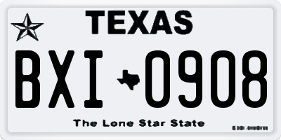 TX license plate BXI0908