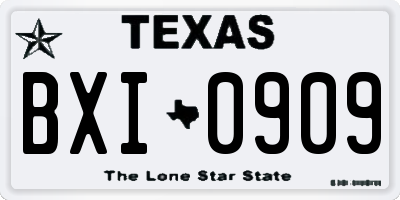 TX license plate BXI0909