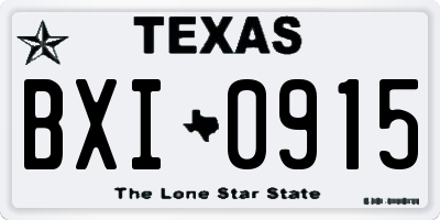 TX license plate BXI0915