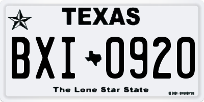 TX license plate BXI0920