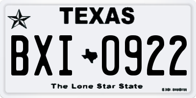 TX license plate BXI0922