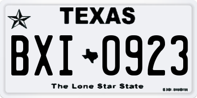 TX license plate BXI0923