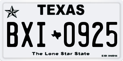 TX license plate BXI0925