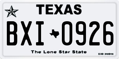 TX license plate BXI0926