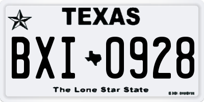 TX license plate BXI0928
