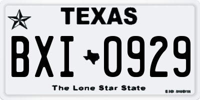 TX license plate BXI0929