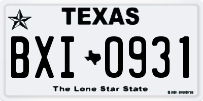 TX license plate BXI0931