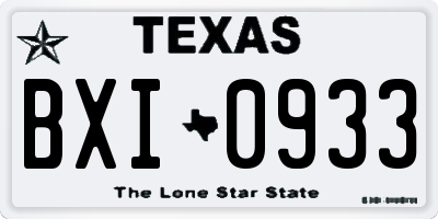 TX license plate BXI0933