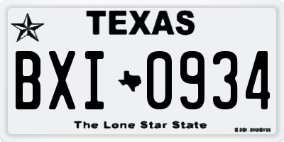 TX license plate BXI0934