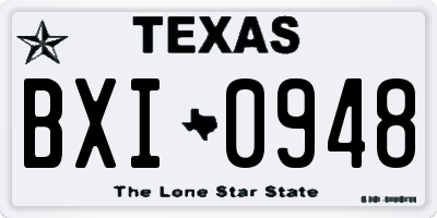 TX license plate BXI0948