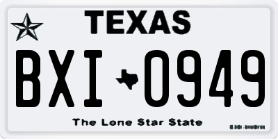 TX license plate BXI0949