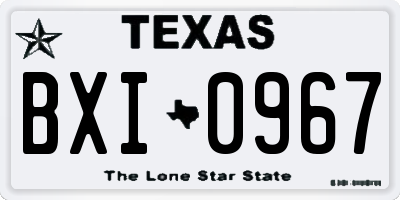 TX license plate BXI0967