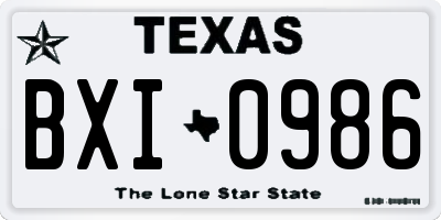 TX license plate BXI0986