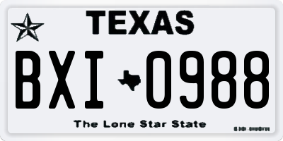 TX license plate BXI0988
