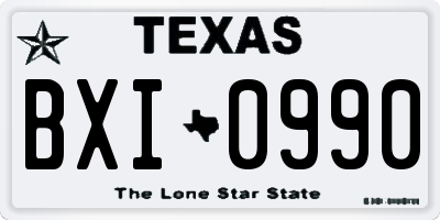 TX license plate BXI0990