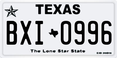 TX license plate BXI0996
