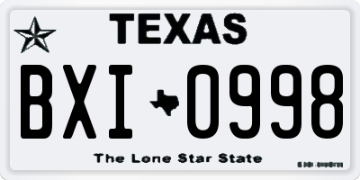 TX license plate BXI0998