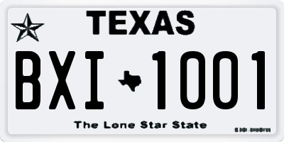 TX license plate BXI1001