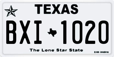 TX license plate BXI1020