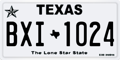 TX license plate BXI1024