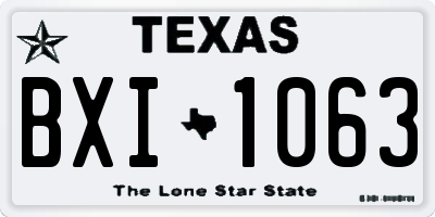 TX license plate BXI1063