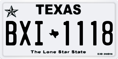 TX license plate BXI1118