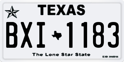 TX license plate BXI1183