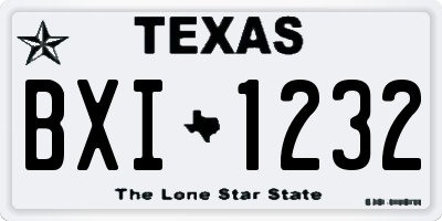 TX license plate BXI1232