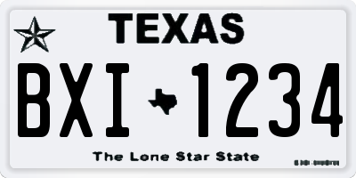 TX license plate BXI1234