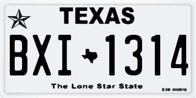 TX license plate BXI1314