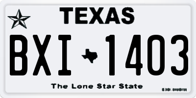 TX license plate BXI1403